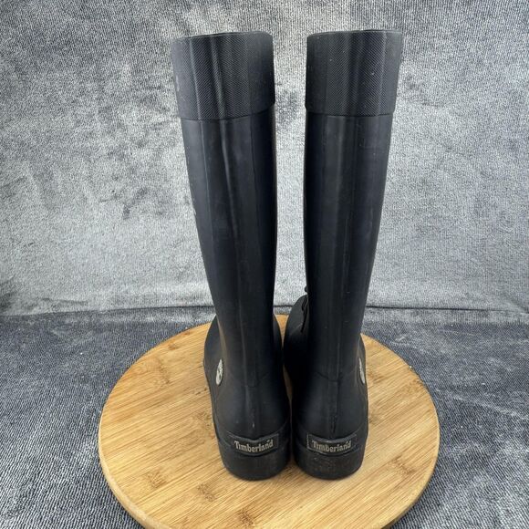 Timberland Boots Womens Size 8 Black Rubber Lace Tall Knee High Rain Waterproof - Picture 4 of 8